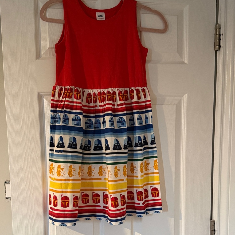 Hanna Andersson Red Tank Dress with Multicolor Stripe & Star Wars Print